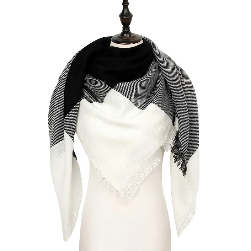 Дизайнер зимний шарф женский кашемировый шарфы платок качество хорошее теплый шерсть шарфы женские,модные плед шарфы платки палантины,большой шарф в форме треугольника 140*140*210CM - Цвет: Color 30