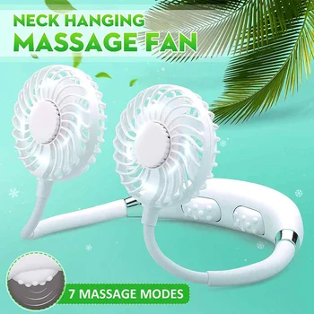 

USB Rechargeable Mini Fan Portable Neck Sport Fan Neck Band Hanging Desk Air Conditioner Cooler Fan Neck Massager Aromatherapy