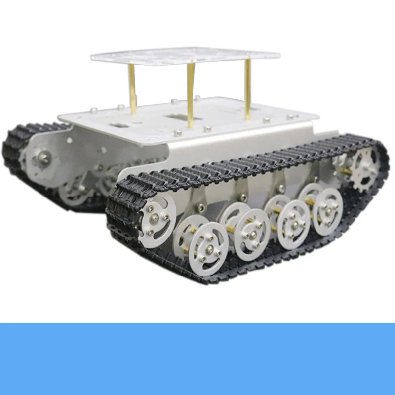 Металлический амортизирующий Танк шасси TS100 умный гусеничный робот Платформа акриловая панель для Arduino/NodeMCU/Raspberry Pi DIY - Цвет: Silver 9V 150rpm