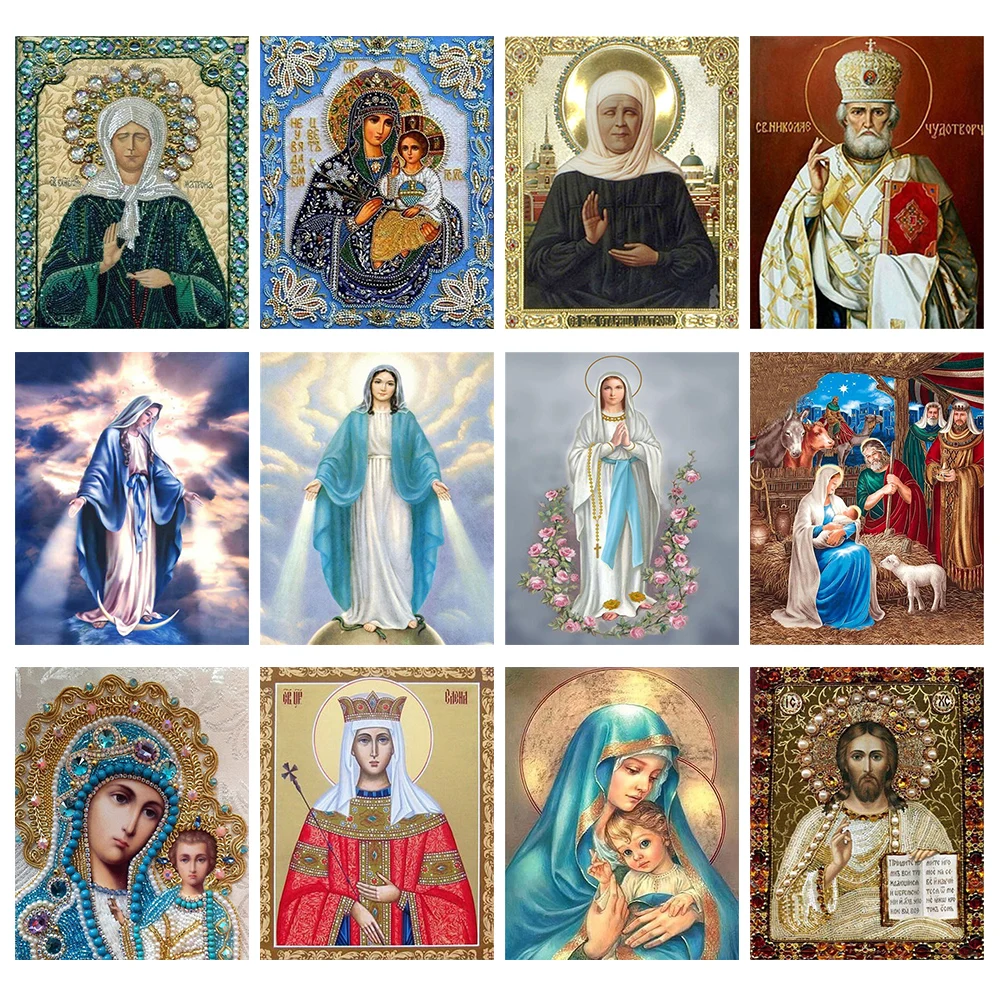 Best 5D Diamond Painting Full Set &quotMother and Son&quot Rhinestone Pictures Embroidery Mosaic Religion Icon Home Decoration | Дом и сад