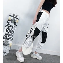 2020 High Waist Letter Joggers Spliced Cargo Pants Women Loose Harajuku Pants Plus Size Hip Hop Women's Sports Pant Streetwear 2020 High Waist Letter Joggers Spliced Cargo Pants Women Loose Harajuku Pants Plus Size Hip Hop Women's Sports Pant Streetwear