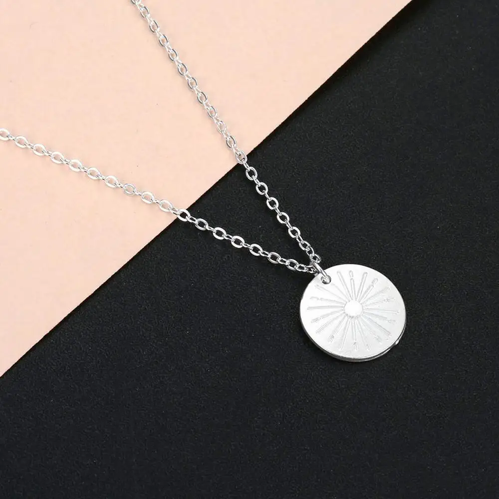 Chandler Personality Sun Necklace Geometry Disco Neck Collar Stainless Steel Minimalist Bling Solar Colier Wholesale