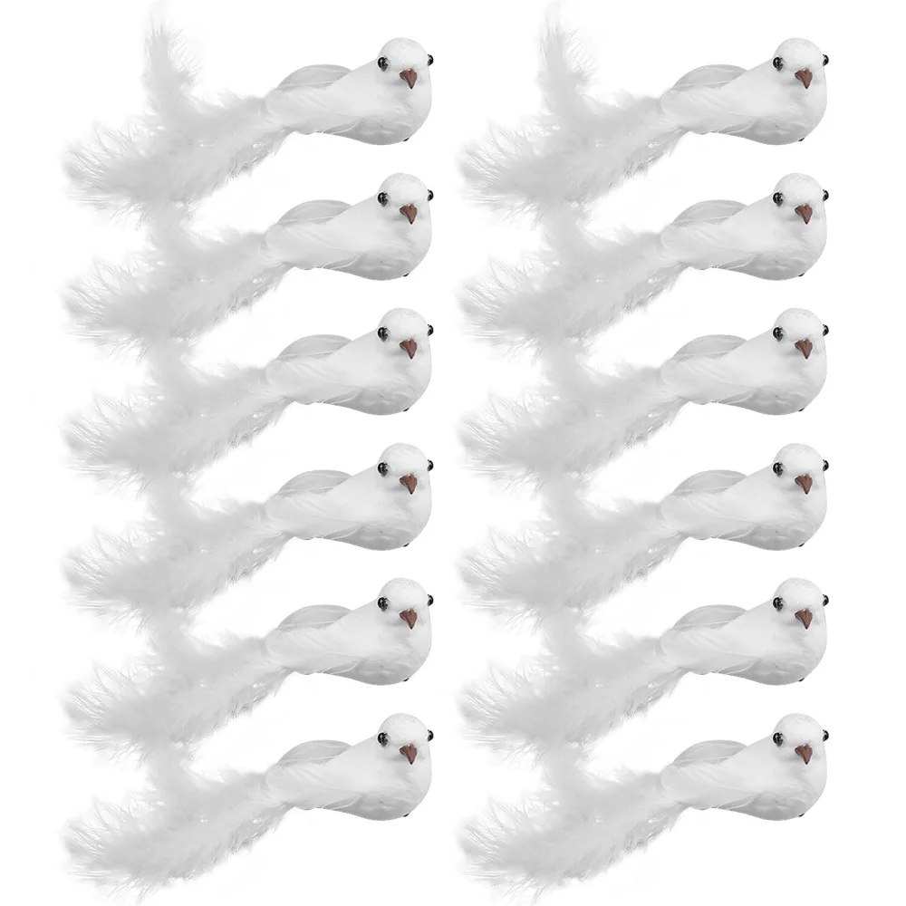 Wedding Decoration Crafts Venue Layout Props White Simulation Bird Feathers Feather Pigeons Foam Party Home DIY Artificial Birds | Дом и сад