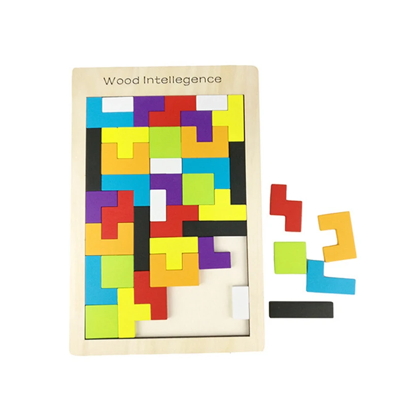 

3D Wooden Puzzles Toys Jigsaw Board Toys montessori Tangram Tetris Cubes Brain Teaser Children Toys Game Educational Baby Gifts