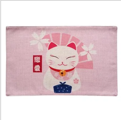 30*40 см японский стиль Lucky Cat детская посуда с рисунком Pad хлопковые льняные квадратные Подставка под горячее Анти-Горячая Водонепроницаемая салфетка - Цвет: G