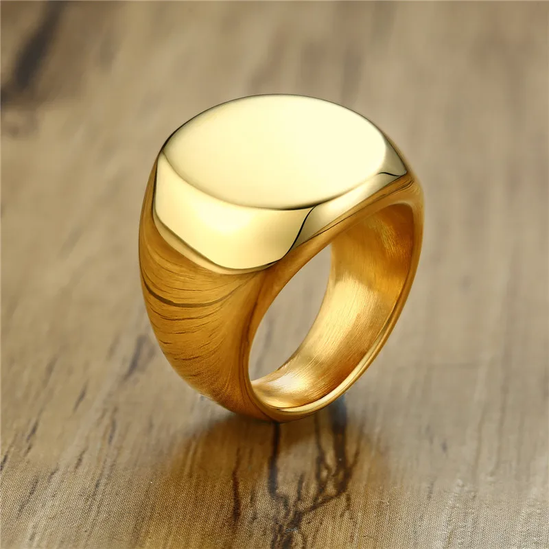 ZORCVENS 20 мм массивное персонализированное круглое кольцо с печатью для мужчин Глянцевая Тяжелая нержавеющая сталь штамповое Кольцо Панк мужской
