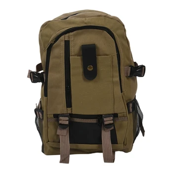 

male Retro Leisure tourism canvas backpack Khaki