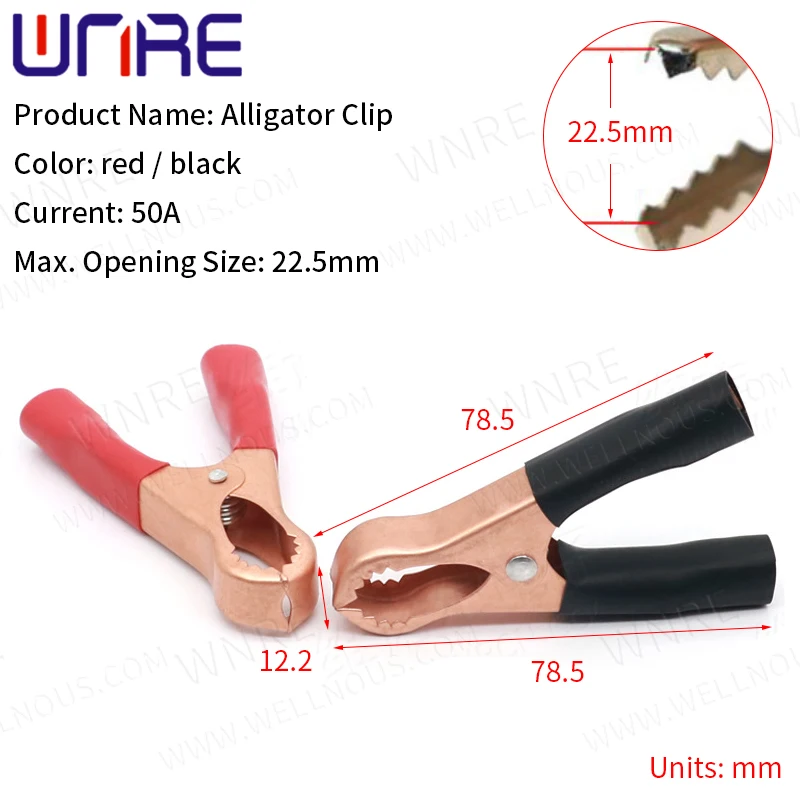 1 Pair Black Red Soft Plastic Coated Testing Probe Metal Mini Alligator Test Clips Crocodile Electrical Clamp