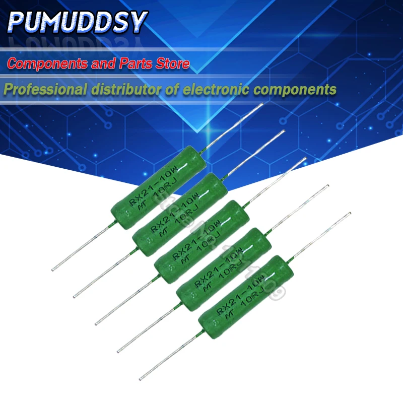 5 шт. RX21 10W проволочный сопротивления 5% 1R 10R 100R 1 10K 12K 15K 18R 20R 22R 24R 27R 30R 33R 36R