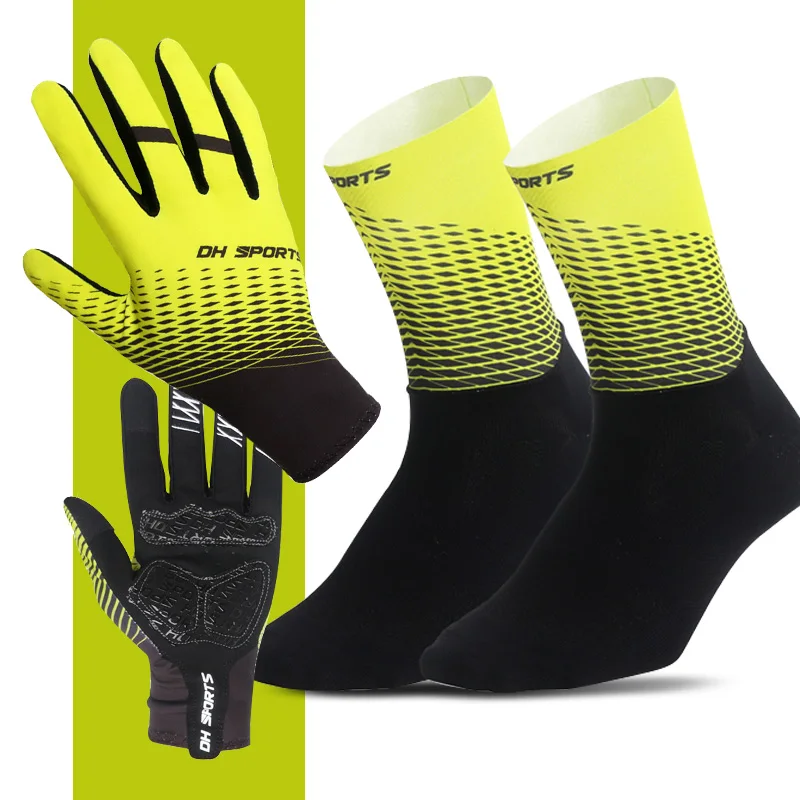 1Pair Full Finger Cycling Gloves With 1Pair Cycling Socks  Men Women Anti-slip 