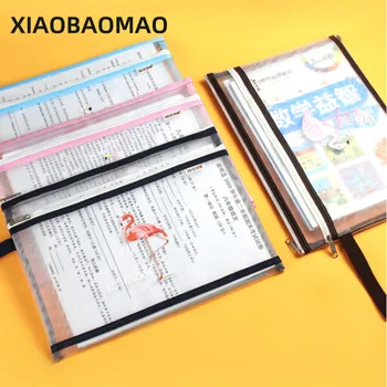 

A6 A5 A4 Simple Transparent Mesh Pencil Case Document File Bag Student Stationery Bag Business Organizer Filing Products