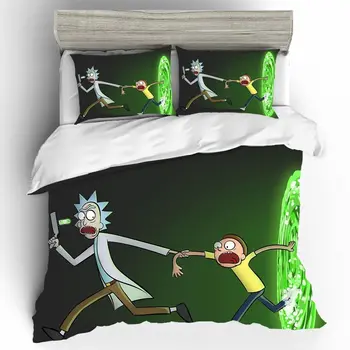 

Rick and Morty Home Textiles Bed Linen Sets Couple King Size Bedding Set Duvets and Linen Set Luxury Bed Linen For Hotel Decor