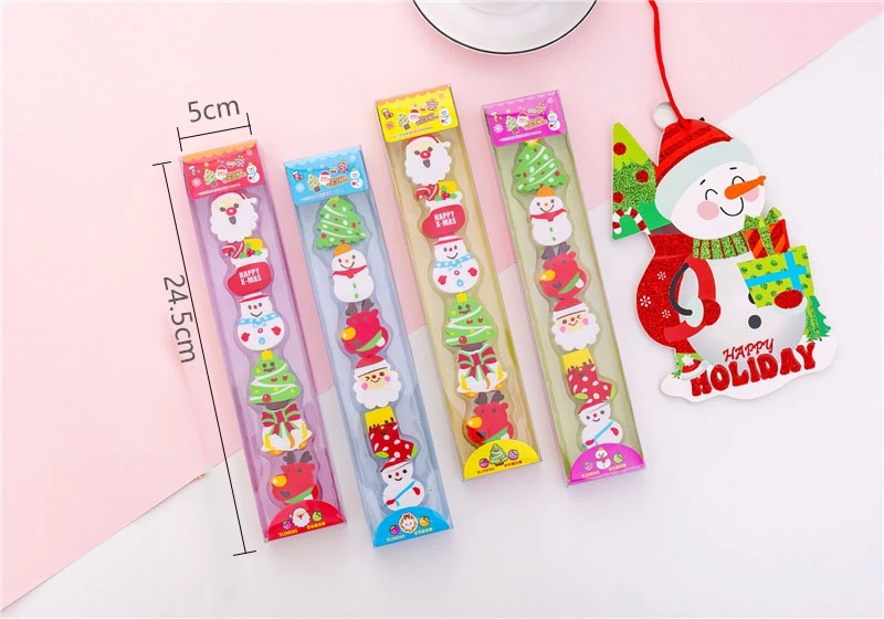 30PCS Creative Christmas Rubber eraser stationery Cartoon  for school students 
