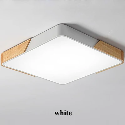 Nordic Square Oak Alloy Led Chandelier Lighting Living Room App Dimmable Led Ceiling Chandelier Lamp Bedroom Led Lights Fixtures - Цвет абажура: WHITE