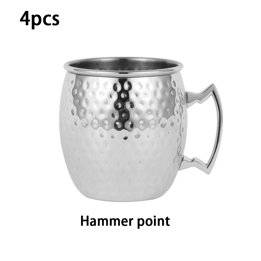 1 шт/4 шт 550 мл 18 унций кружка из нержавеющей стали, кованый, покрытый медью, посуда для напитков, пива, кофе, фруктового сока, чашка для путешествий - Цвет: Hammer point 4pcs