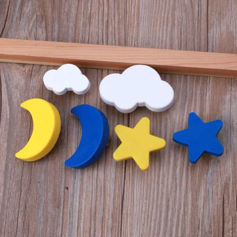 

Children Room Knobs Soft Rubber Handles Star Moon Cloud Furniture Drawer Pulls