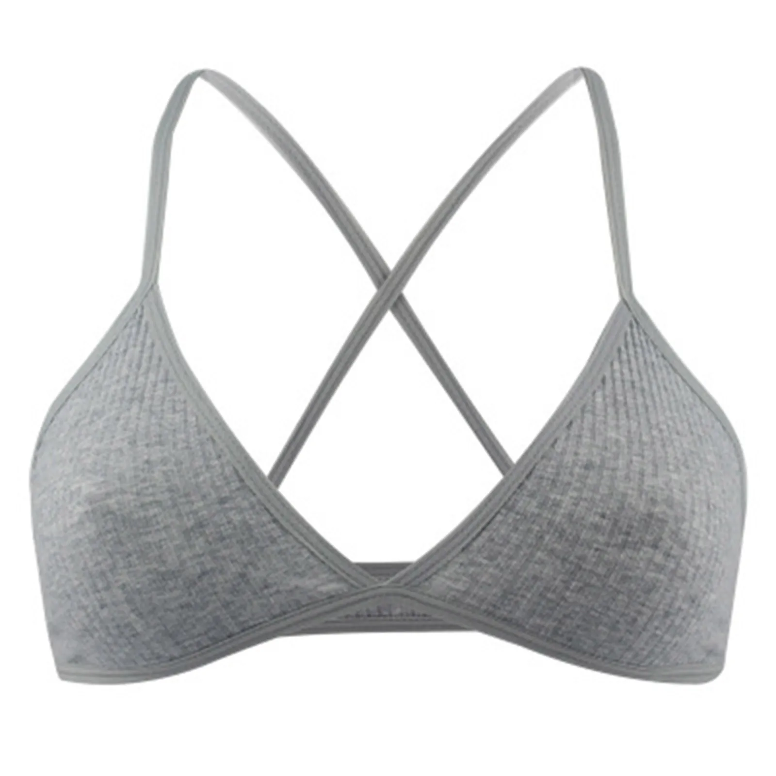 Cotton Women Ribbed Top Bra Femme Underwear Wireless Cross Back V Neck Women's Bras Comfort Lady Cotton Bralette Lingerie