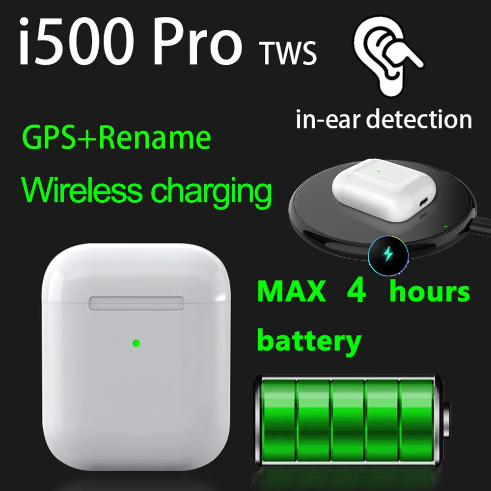 Rename and GPS i500 Pro TWS 1:1 наушники-вкладыши Blutooth мини Беспроводные спортивные наушники стерео наушники elari PK Aire 2 3 - Цвет: Rename and GPS