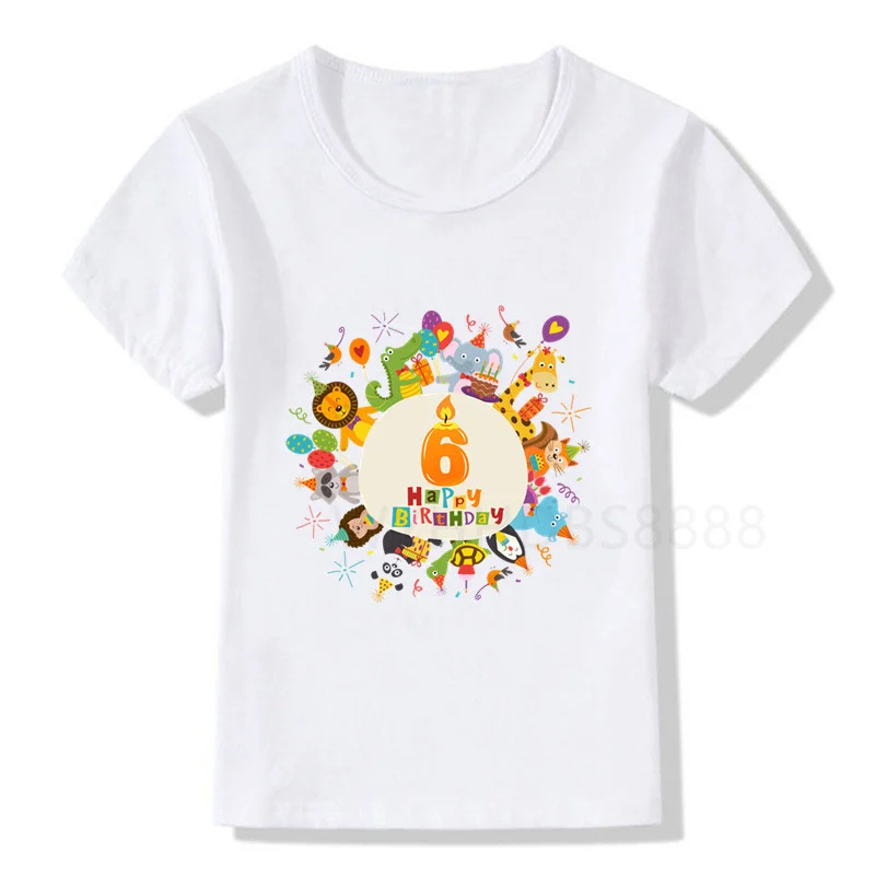 1-9 Kids Cartoon Animals Party Birthday Number Name Print T Shirt Children Animal Birthday T-shirts Boy&Girl Funny Gift Tshirt children's age t shirt	 Tops & Tees