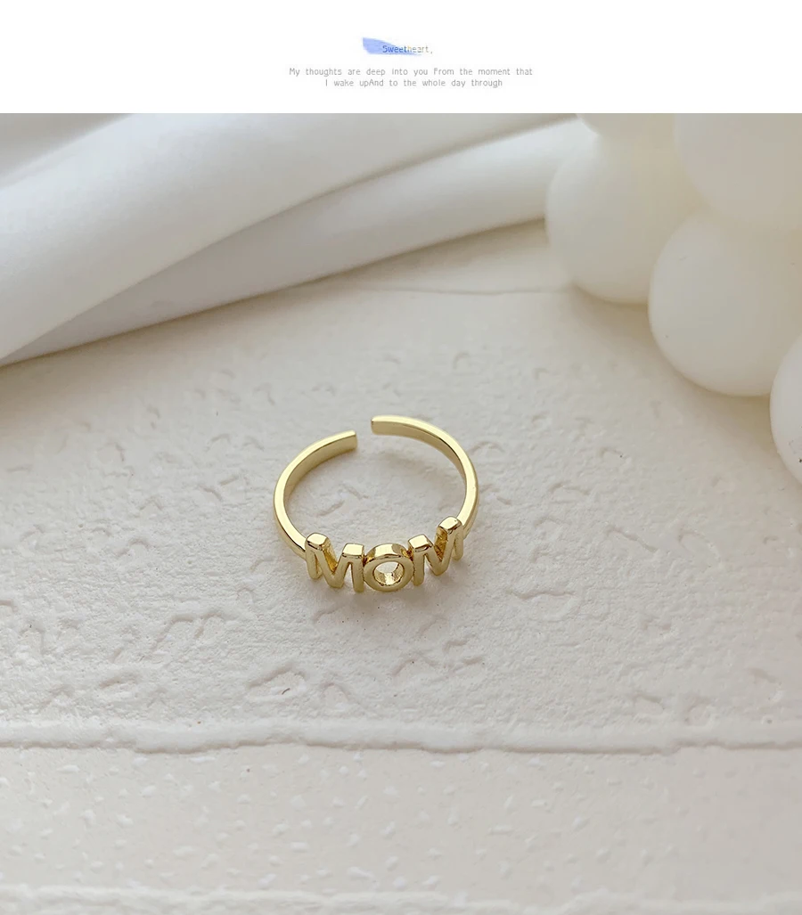 2021 Korean Female's AAA Zircon Ring Simple MOM Adjustable Opening Rings for Women Mother's Day Jewelry Gift