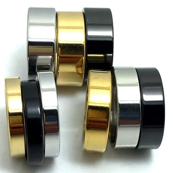 

Wholesale Mix 50pcs 4 6 8mm flat plain Stainless Steel 316L Rings Gold/Black/Silver Top Jewelry