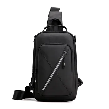 

2020 Men USB Nylon Waterproof Multifunction Crossbody Bag Shoulder Bags on shoulder Short Trip Messenger Chest Bag Pack For Male