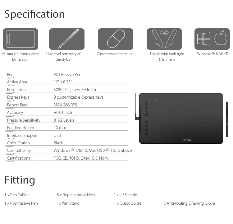 XPPen deco01 v1 gráfico tablet desenho digital