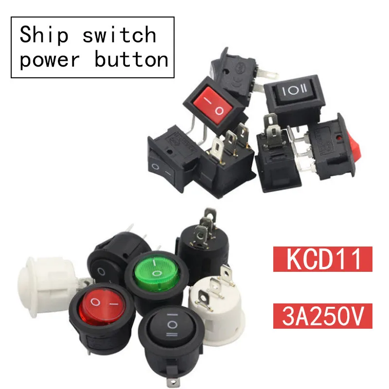 5/10 шт. KCD1 23 мм круглый тумблер 2/3Pin ВКЛ-ВЫКЛ-на 2/3 позиции 6A/250V 3A/250V SPST светодиодный
