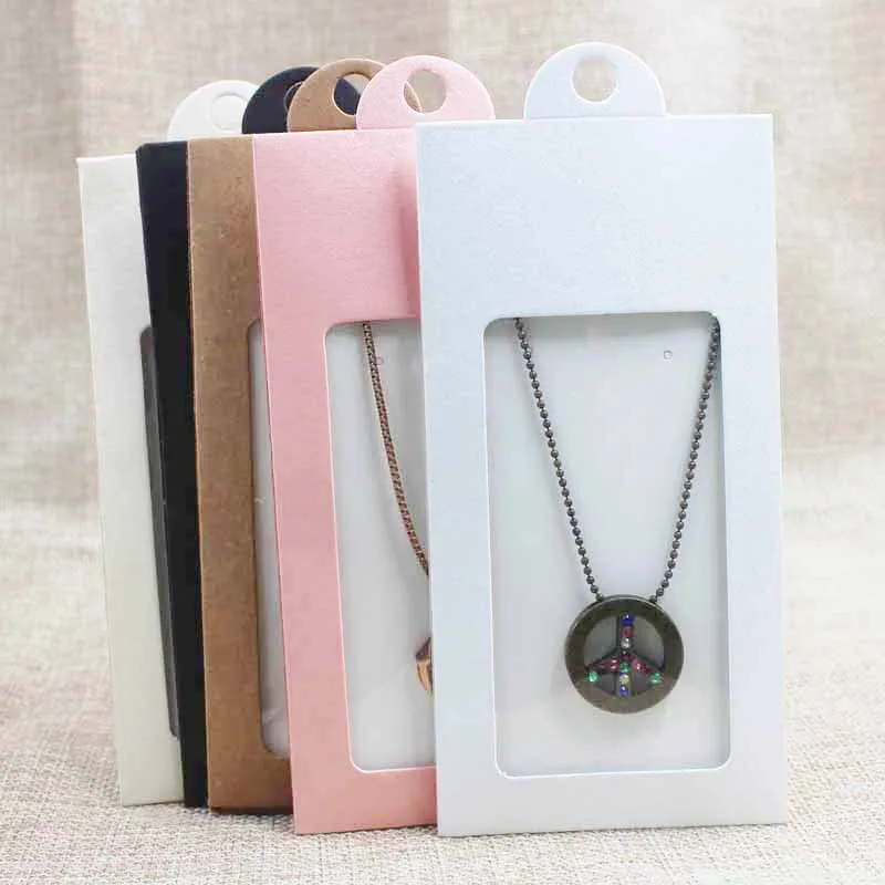 

20 pcs 2019 Necklace Box Necklace Card Pendant Display Card Gift Box Wedding Favourate Box 135X66MM Pink /Beige/White/Vintage