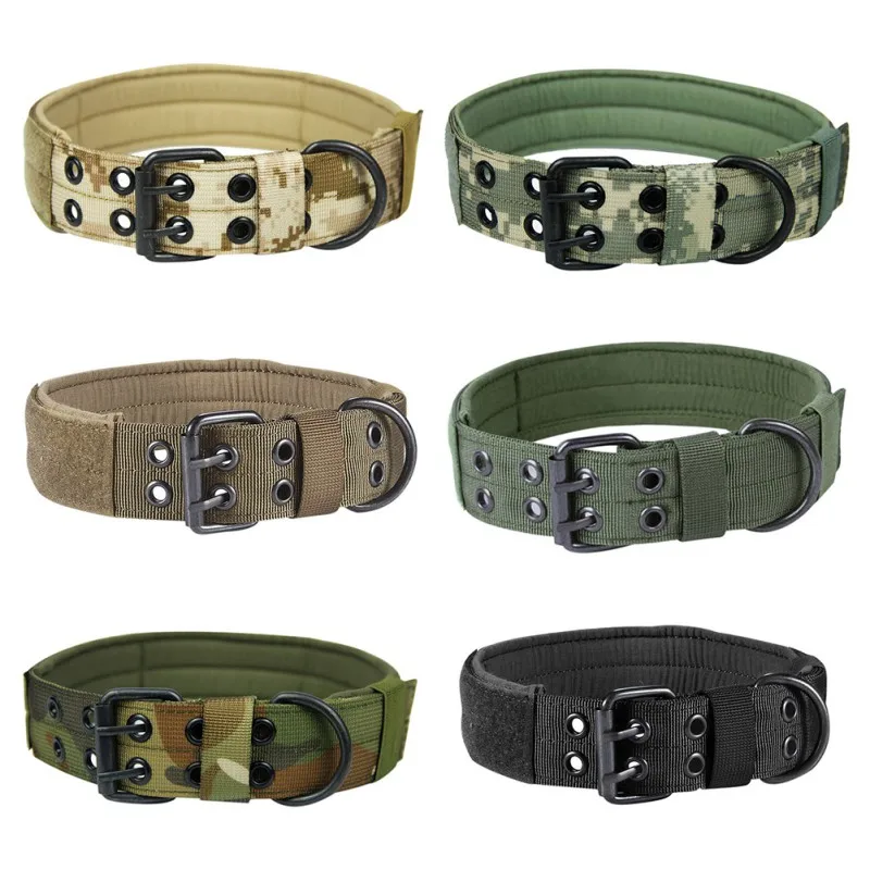 

2019 HOT Tactical Dog Collar With 2 Rows Buckle And Leash Ring Military Adjustable Training Neck Belt Strap Army Dog Collar