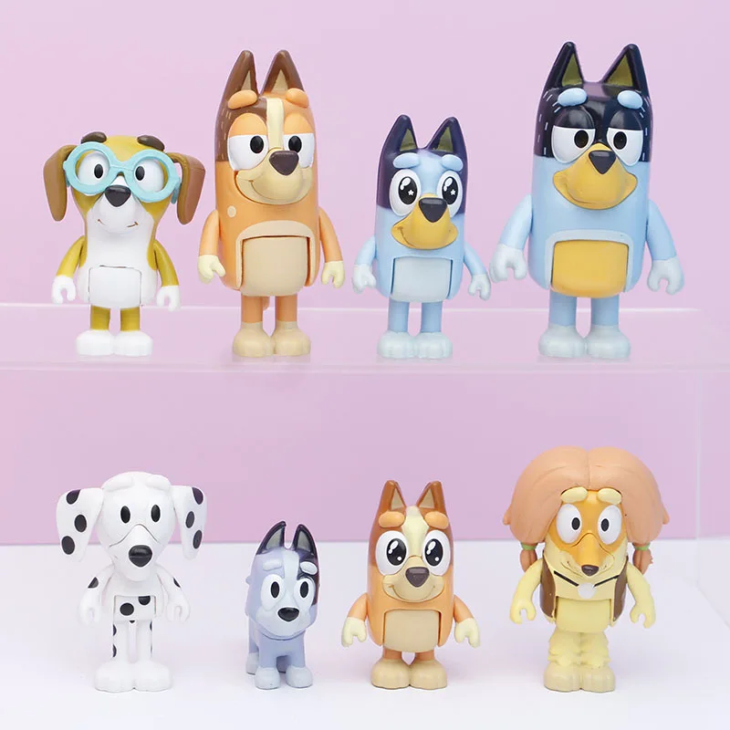 8PCS Kawaii Animal The Bluey Bingo Action Toys PVC Figures Cute Cartoon Dog Dolls Kids Baby Family Children Birthday Gift |