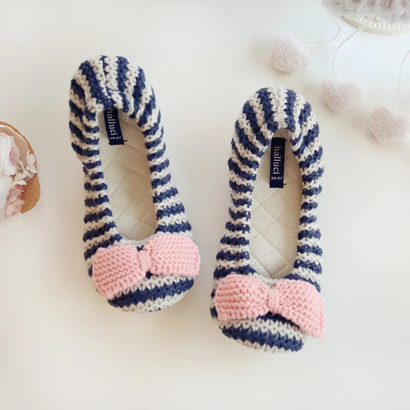 Suihyung/женские хлопковые тапочки; сезон осень-зима; Женская Нескользящая домашняя обувь с мягкой подошвой; домашние тапочки с бантом; теплая хлопковая обувь