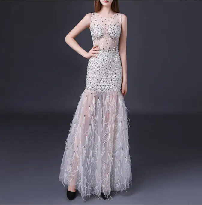 

Sexy Long Dress High Quality Elegant Beading Celebrity Vintage Evening Party Dresses Women