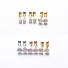 Серьги из стерлингового серебра 925 пробы, простой круглый маленький фианит Сережка-гвоздик в форме шурупа, мини 3 мм, милые, милые, сладкие, для ногтей, для девочек, серебряные серьги