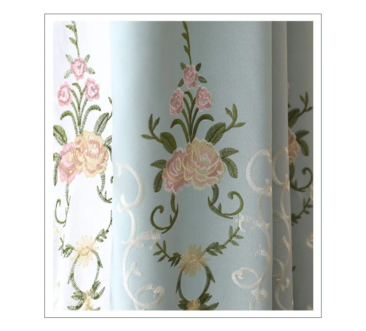 American for Living Room and For Bedroom Balcony Shadin Floor Cotton and Linen Embroidered Atmospheric and Fresh Gauze Curtain