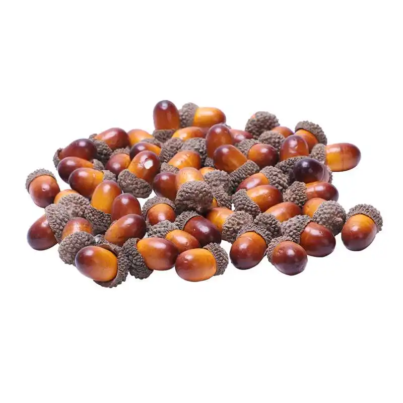 

Promotion--50pcs Artificial Lifelike Acorn Decor Fake Fruit Home Party Festival Decoration Props
