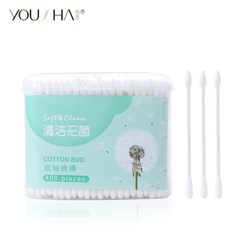 

YOUSHA 400pcs Cotton Buds Cosmetic Cotton Swab Double Head Makeup Buds Ear Sticks Paper Swabs Ear Clean Disinfect Health Care