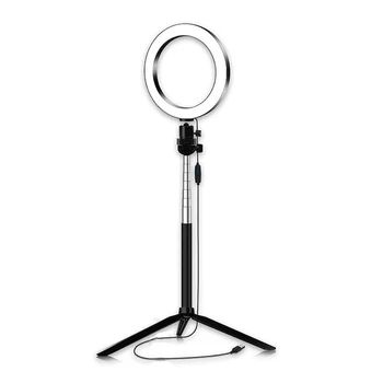 

6 Inch LED Ring Light with Selfie Stick and Tripod Remote Control Dimming for Live Streaming, Makeup, Selfies, Video