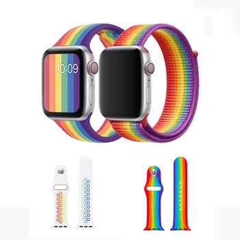 

Rainbow strap for apple watch band 40mm 38mm 44mm 42mm For iwatch series 5/4/3/2/1 colorful sport watchband bracelet Accessories