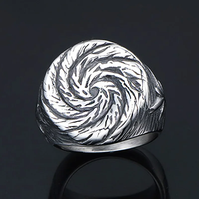 Anello con motivo a spirale unico per uomo e donna Anello da motociclista punk semplice in acciaio inossidabile Anello unisex di nuova moda Miglior regalo per la festa - immagine 5