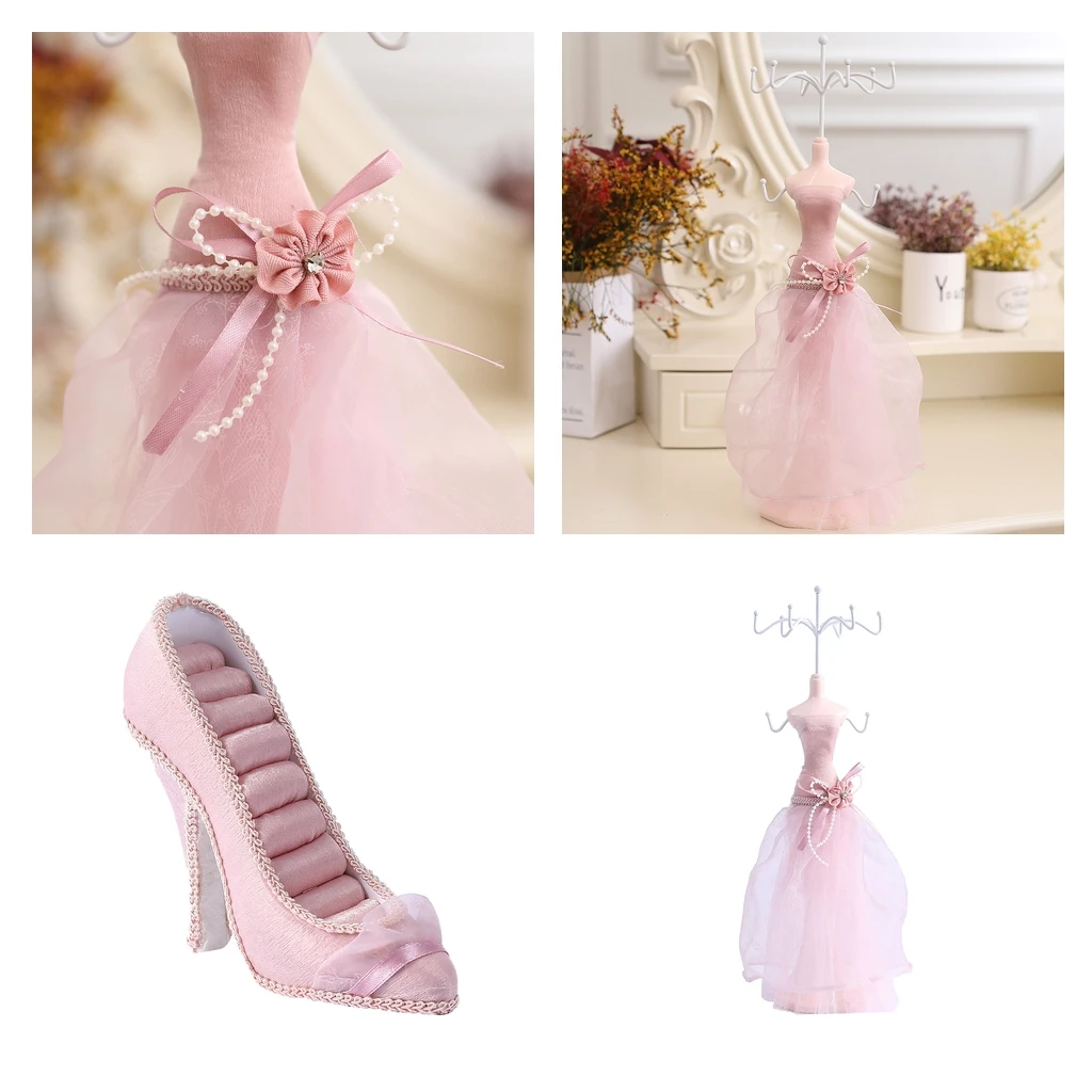 

2Pcs Shoes and Mannequin Jewelry Holder Hanging Necklace Earring Bracelet Orgaziner Dress Display Stand for Home Decor