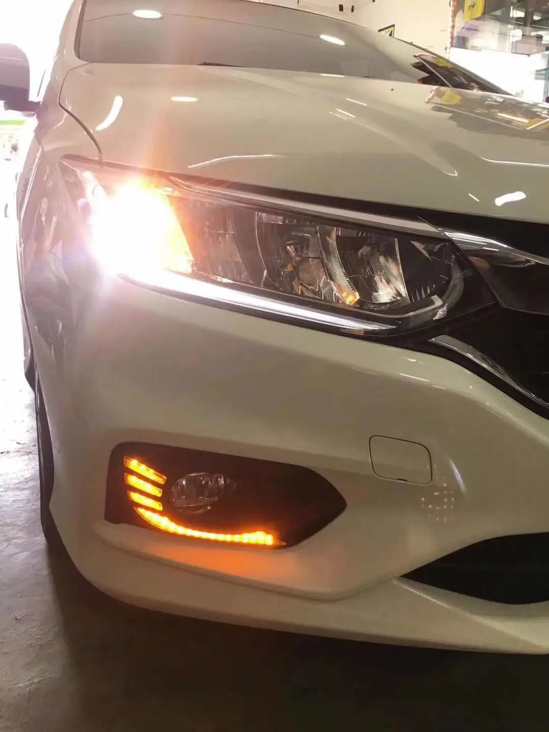 Для Honda City Grace отложным воротником желтый сигнал реле Водонепроницаемый ABS 12V автомобиль лампа DRL Светодиодный дневной светильник противотуманная фара