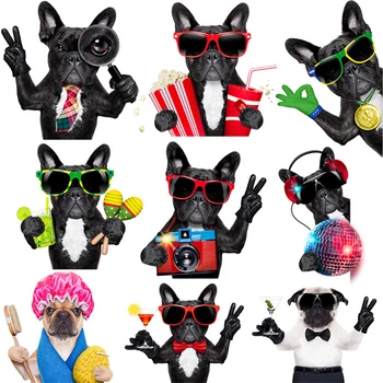 

French Bulldogs Dogs Iron on Heat Transfer Printing Patches Stickers for Clothes DIY Appliques Washable Animal Patches Wholesale