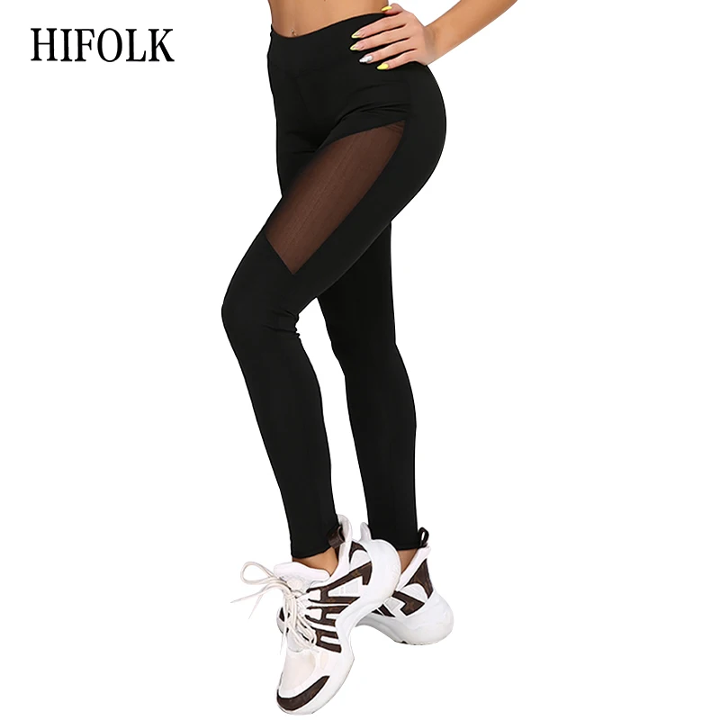 Hiфолк Высокая талия черные леггинсы для фитнеса женские тренировочные штаны Femmle леггинсы для фитнеса сетчатые вставки Джеггинсы лоскутные леггинсы