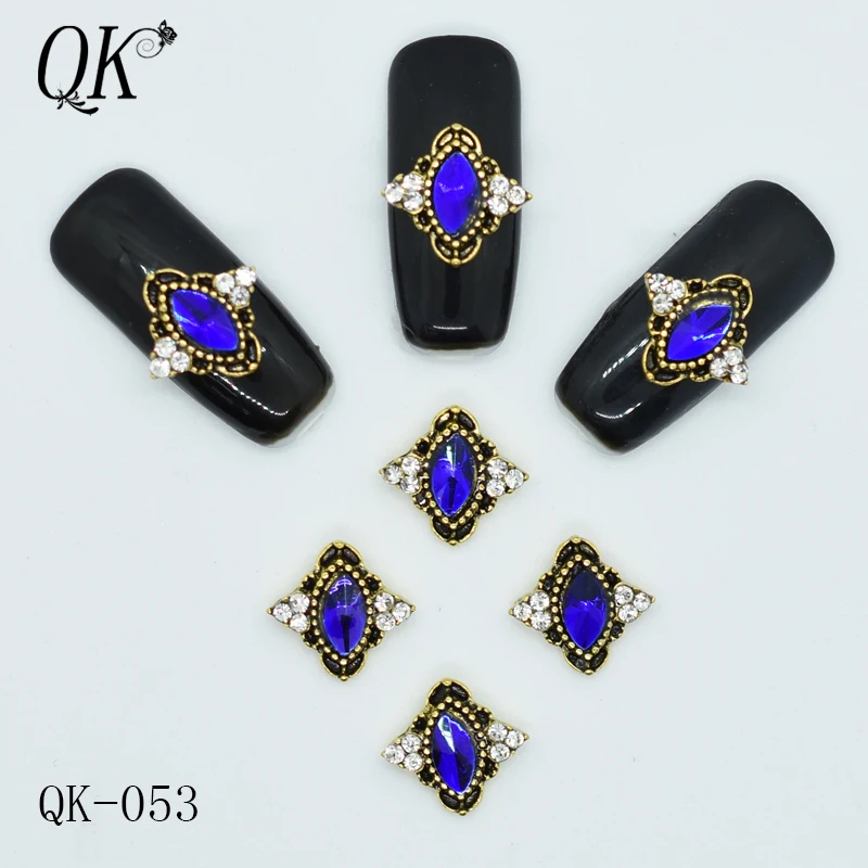 QK-053 10 шт./лот сплав Новое поступление ногтей браслеты с подвесками с украшением в виде кристаллов бриллиантов СТРАЗА под камень нейл-арта украшения ювелирные изделия аксессуары Стразы - Цвет: QK-053