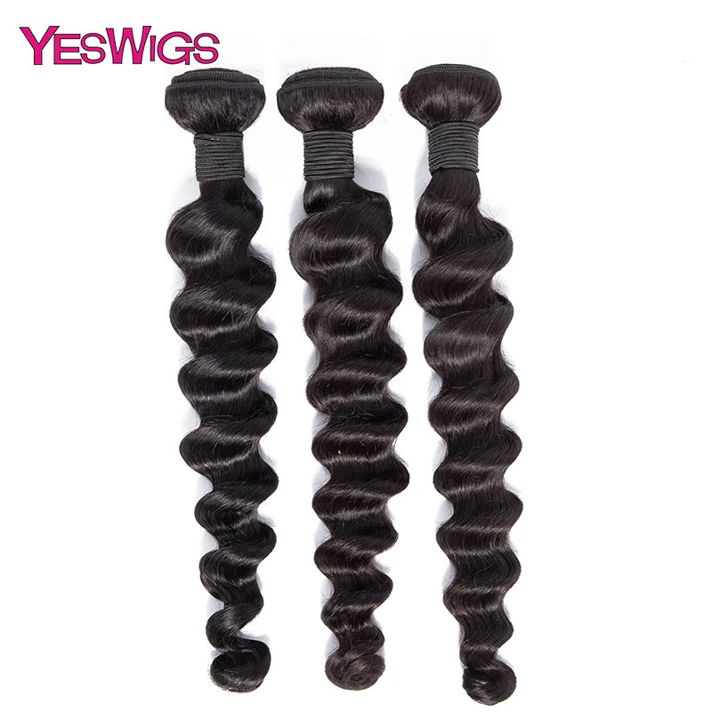 Yeswigs свободные глубокая волна пряди не Реми натуральные кудрявые пучки волос бразильские волосы для наращивания 1/3/4 предмета в комплекте