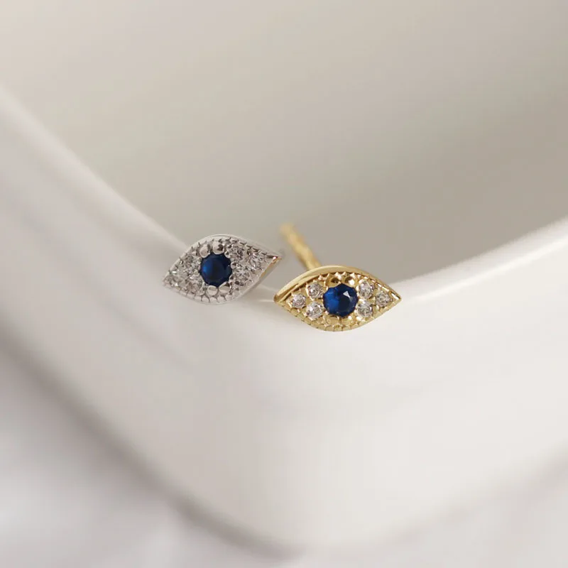 925 Sterling Silver Pavé Zircon Blue Evil Eye Stud Earrings Women Classic Temperament Wedding Jewelry Accessories - Image 3