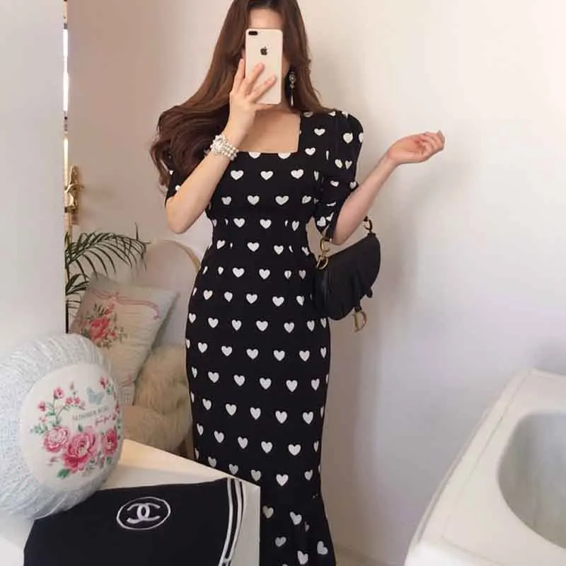 

2020 New Summer Chic French Love Cultivate Ones Morality Show Thin Restoring Ancient Ways Falbala Tail Fish Tail Long Dresses