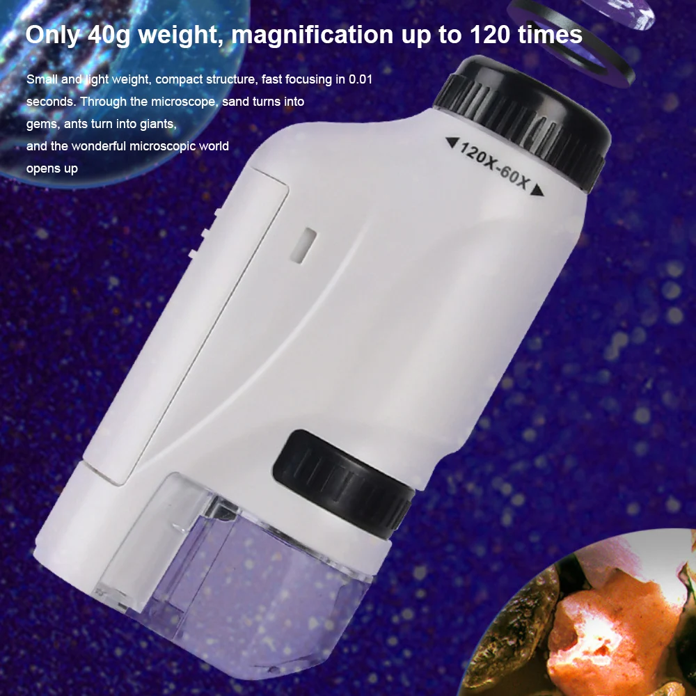 Portable Handheld Microscope With LED Lamp Biology Pocket Microscope For Children Schoolboy  Science  Educational Child Toy Gift