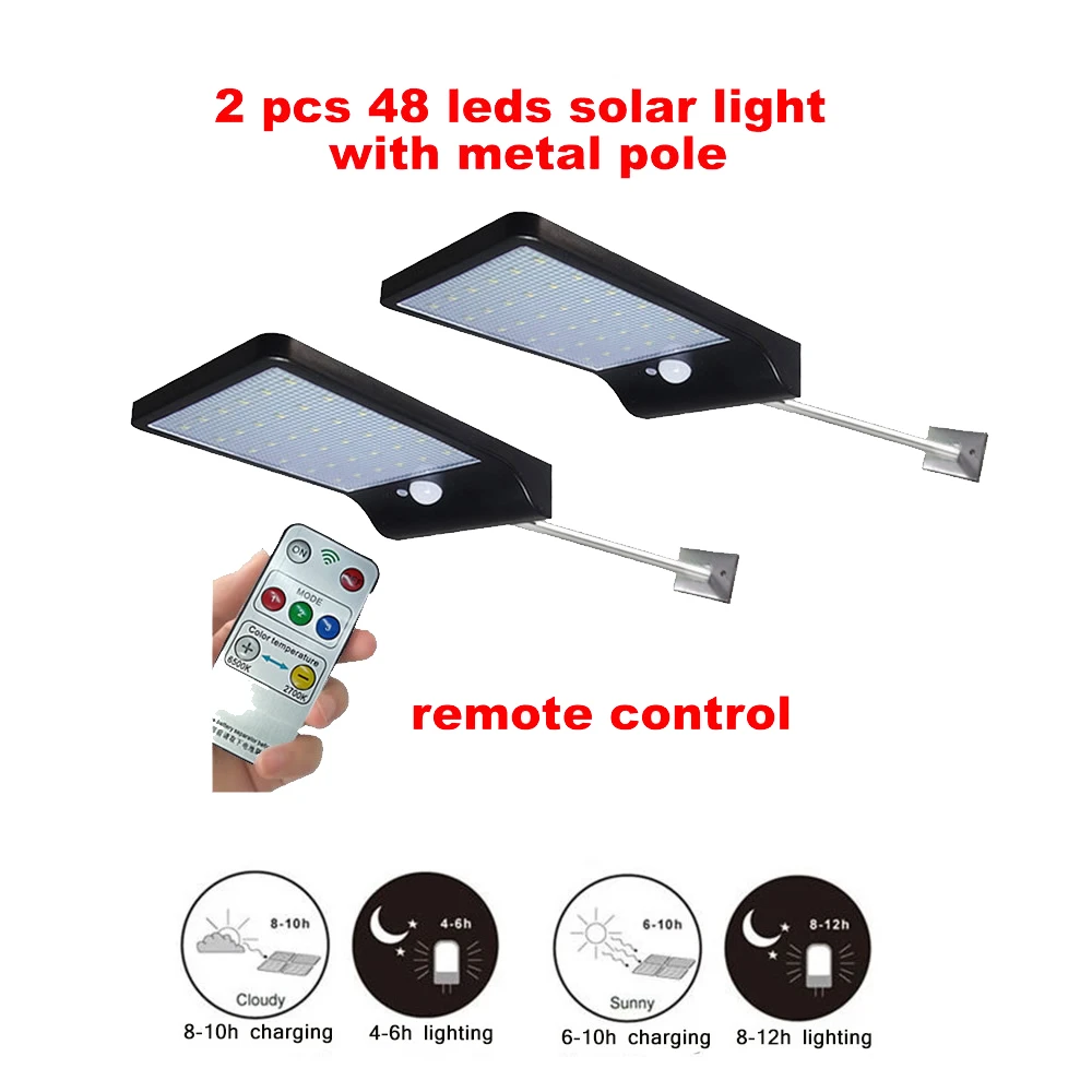 

2/4pcs Newest 48 LED Solar Power Street Light PIR Motion Sensor Lamps Garden Security Lamp Outdoor Street Waterproof Wall Lights